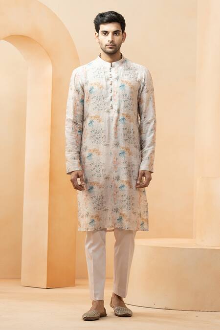 Buy Studio Bagechaa Ivory Chanderi, Silk Sequins, Embroidery Floral Print Bundi Kurta Set Online at Aza Fashions Buy_Studio Bagechaa_Ivory Chanderi, Silk Sequins, Embroidery Floral Print Bundi Kurta Set _Online_at_Aza_Fashions