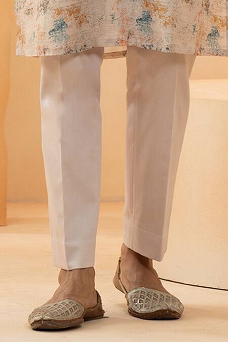 Buy Studio Bagechaa Ivory Chanderi, Silk Sequins, Embroidery Floral Print Bundi Kurta Set Buy_Studio Bagechaa_Ivory Chanderi, Silk Sequins, Embroidery Floral Print Bundi Kurta Set