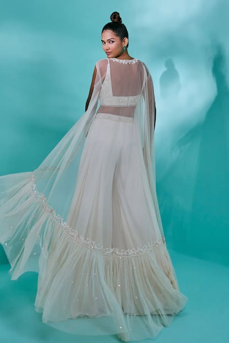 Nayantaara Natures Symphony Hand Embroidered Cape Sharara Set 