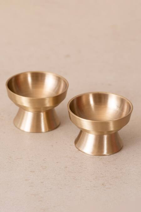 The Decor Remedy_Gold Pure Brass Ghunghroo Pooja Thali Of 6_Online_at_Aza_Fashions