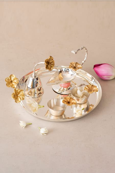 The Decor Remedy Blossom Pooja Thali Set Set of 5 