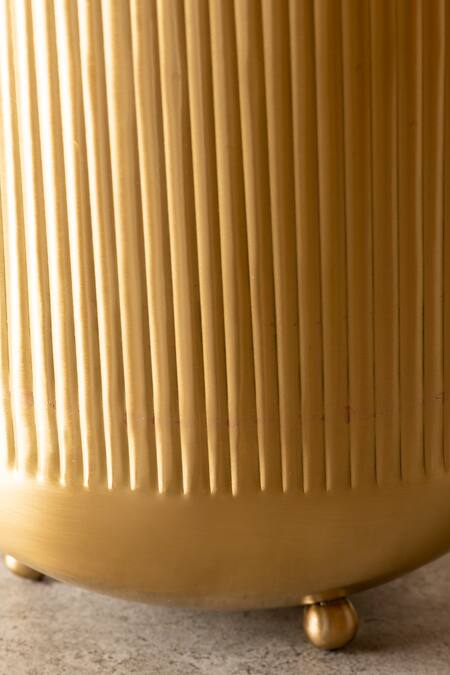 The Decor Remedy_Gold Pure Brass Ripple Cut Planter_Online_at_Aza_Fashions