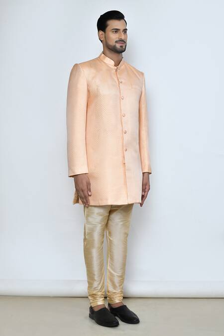 Arihant Rai Sinha Cream Dupion Silk Embroidered Resham Work And Quilted Checkered Sherwani Set  6