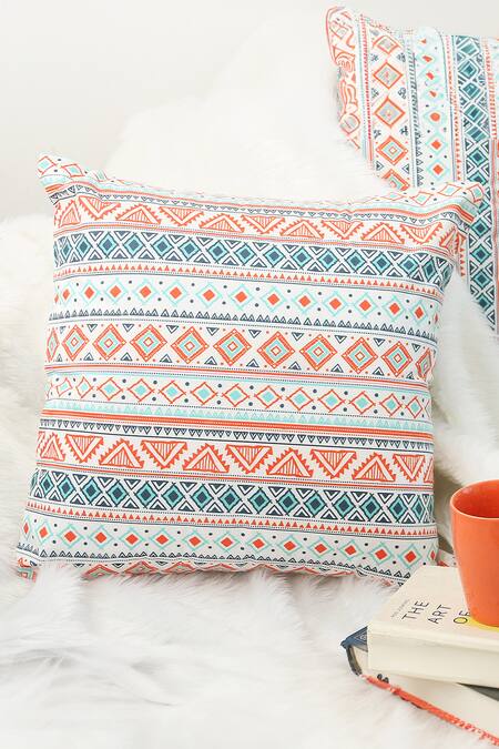 H2H Multi Color Cotton Printed Aztec Cushion Cover Single Pc