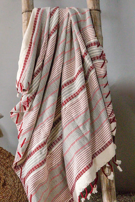 Logam Herringbone Stripe Throw 