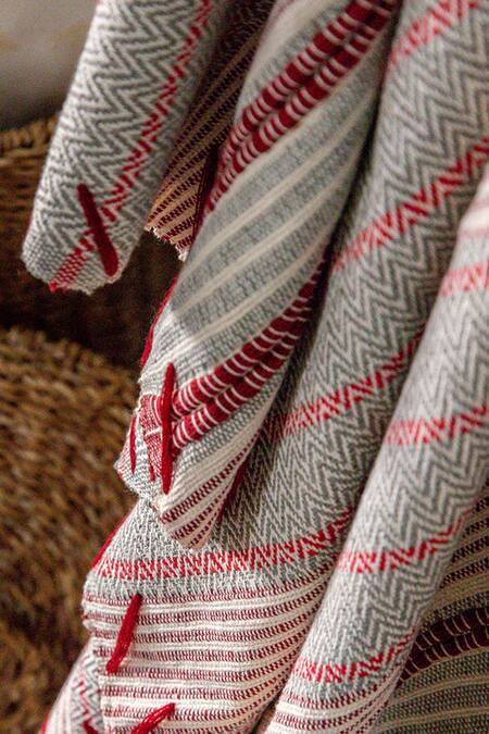 Logam_Multi Color Aluminium Herringbone Stripe Throw_Online_at_Aza_Fashions