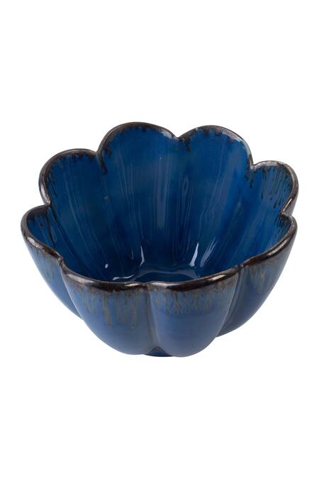 Buy H2h Blue Ceramic Flower Shaped Bowl Online at Aza Fashions Buy_H2h_Blue Ceramic Flower Shaped Bowl_Online_at_Aza_Fashions
