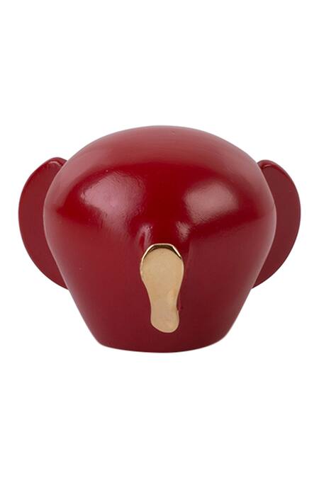 Shop_H2h_Red Fibre Handcrafted Elephant Sculpture Set Of 2_Online_at_Aza_Fashions
