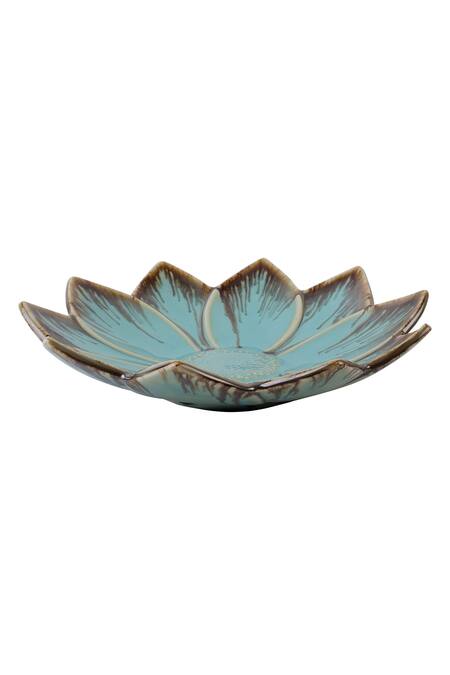H2h Blue Ceramic Flower Shaped Plate Online at Aza Fashions H2h_Blue Ceramic Flower Shaped Plate_Online_at_Aza_Fashions