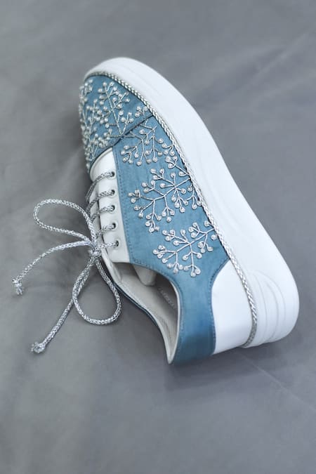 Around Always_Blue Yuki Embroidered Sneakers _Online_at_Aza_Fashions