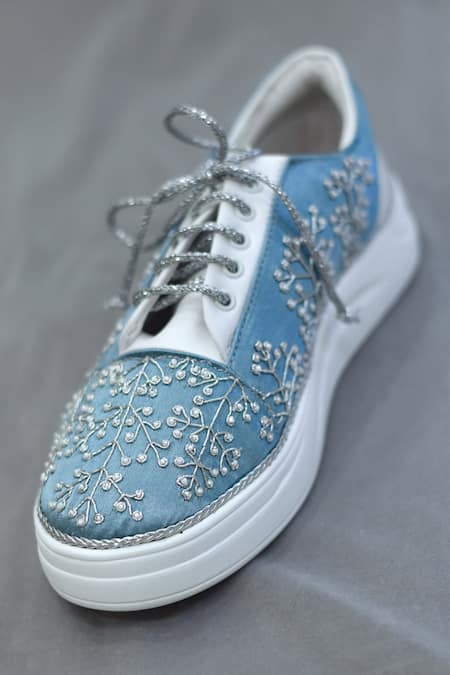 Buy_Around Always_Blue Yuki Embroidered Sneakers _Online_at_Aza_Fashions