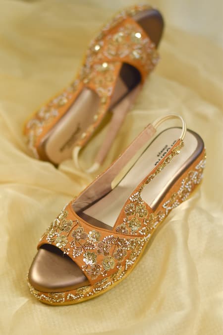 Around Always Zubeida Zardozi Embroidered Wedges 