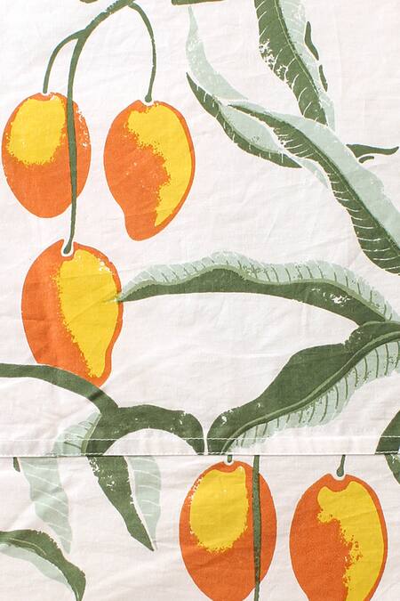 House This_Orange 100% Cotton Amra King Bedsheet Set_Online_at_Aza_Fashions