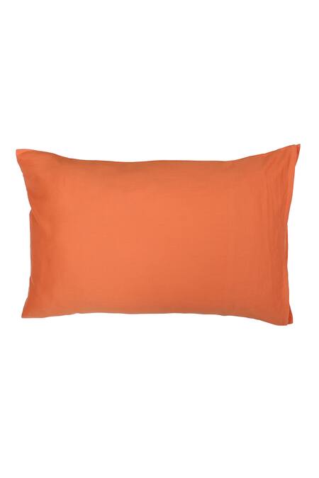 Shop_House This_Orange 100% Cotton Piyambu Double Bedsheet Set_Online_at_Aza_Fashions