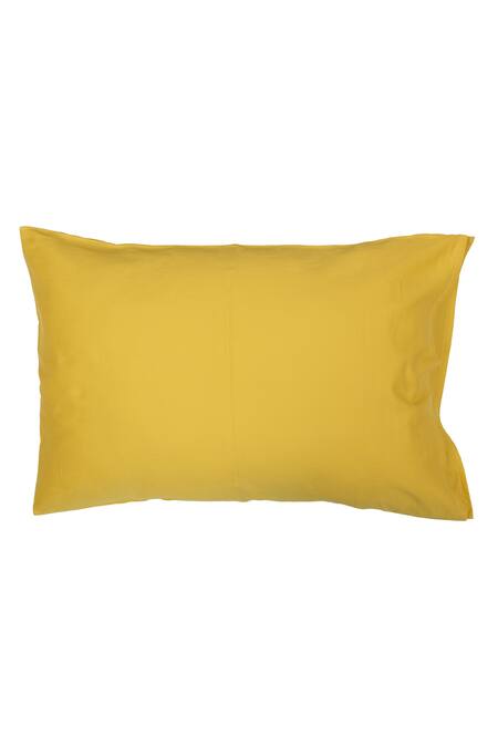 Shop_House This_Yellow 100% Cotton Piyambu Double Bedsheet Set_Online_at_Aza_Fashions