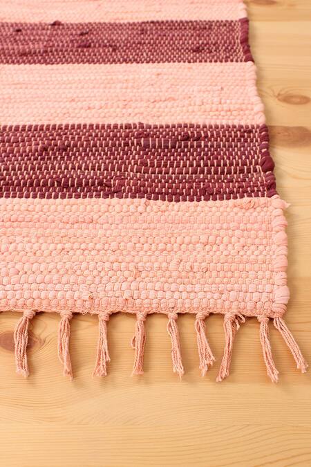 Buy_House This_Red 100% Cotton Palolem Recycle Chindi Rectangle Shaped Rug_Online_at_Aza_Fashions