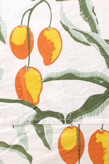 House This_Orange 100% Cotton Printed Amra Bedsheet Set_Online_at_Aza_Fashions