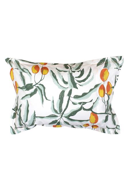 Shop_House This_Orange 100% Cotton Printed Amra Bedsheet Set_Online_at_Aza_Fashions