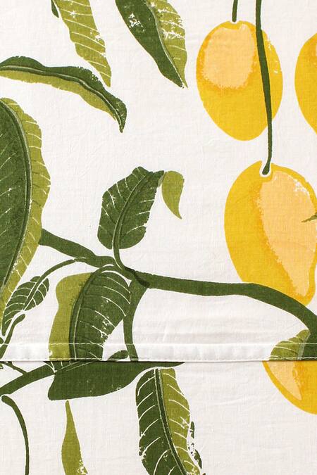 House This_Yellow 100% Cotton Printed Amra Rectangle Shaped Bedsheet Set_Online_at_Aza_Fashions