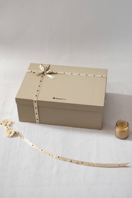 House This_Blue 100% Cotton Embroidery Vindhya Throw Gift Box_Online_at_Aza_Fashions