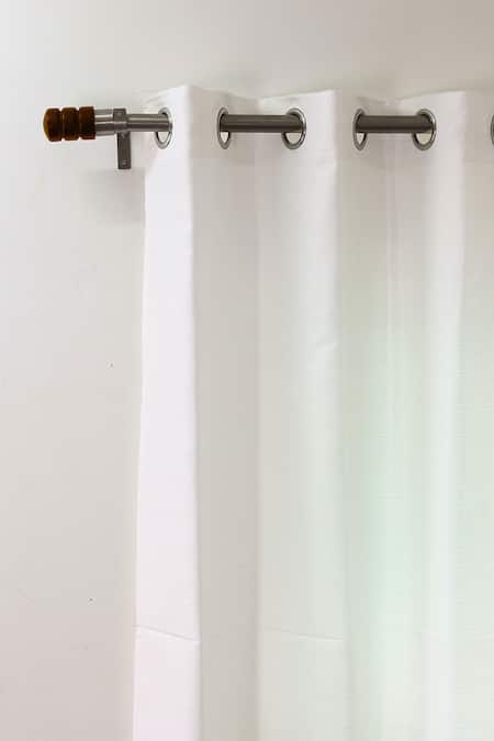 House This_White 100% Polyester Indus Door Curtain_Online_at_Aza_Fashions