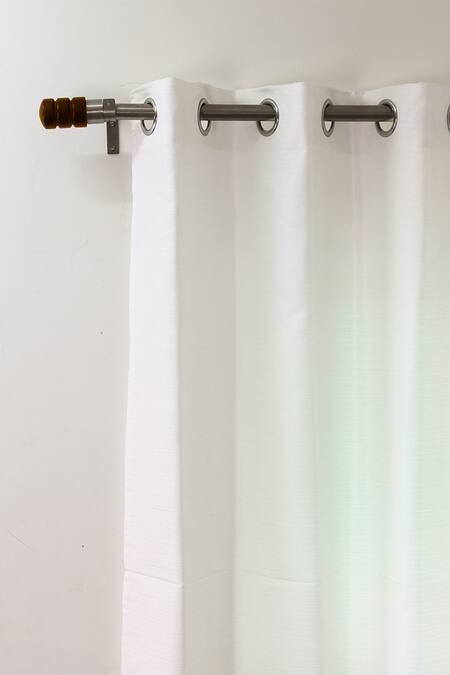 House This_White 100% Polyester Indus Semi Opaque Door Curtain_Online_at_Aza_Fashions
