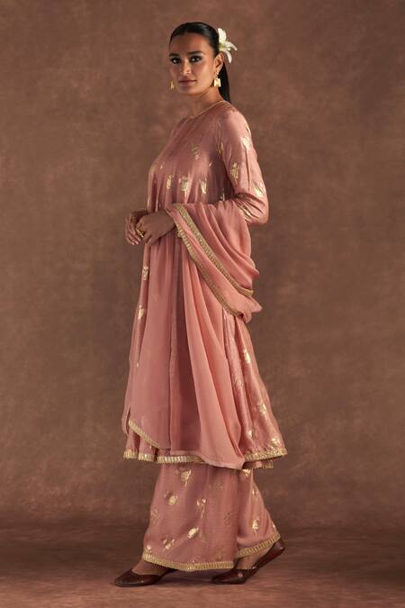 Buy Masaba Pink Organza, Silk Foil Printing, Embroidery Irisbud Anarkali Culotte Set Online at Aza Fashions Buy_Masaba_Pink Organza, Silk Foil Printing, Embroidery Irisbud Anarkali Culotte Set_Online_at_Aza_Fashions