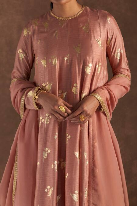 Shop Masaba Pink Organza, Silk Foil Printing, Embroidery Irisbud Anarkali Culotte Set Online at Aza Fashions Shop_Masaba_Pink Organza, Silk Foil Printing, Embroidery Irisbud Anarkali Culotte Set_Online_at_Aza_Fashions