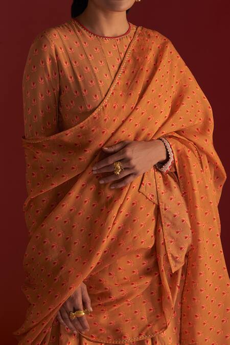 Shop Masaba Brown Anarkali And Sharara- Crepe Silk Digital Printed Nectar Cup Set Online at Aza Fashions Shop_Masaba_Brown Anarkali And Sharara- Crepe Silk Digital Printed Nectar Cup Set _Online_at_Aza_Fashions