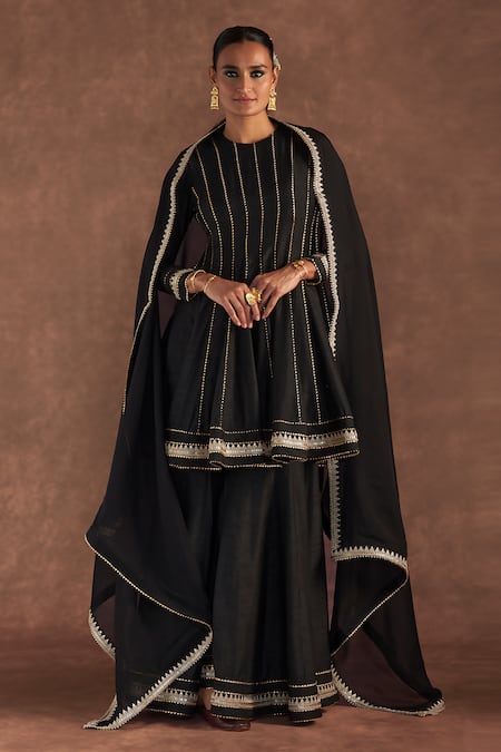 Masaba Raw Silk Anarkali Sharara Set 