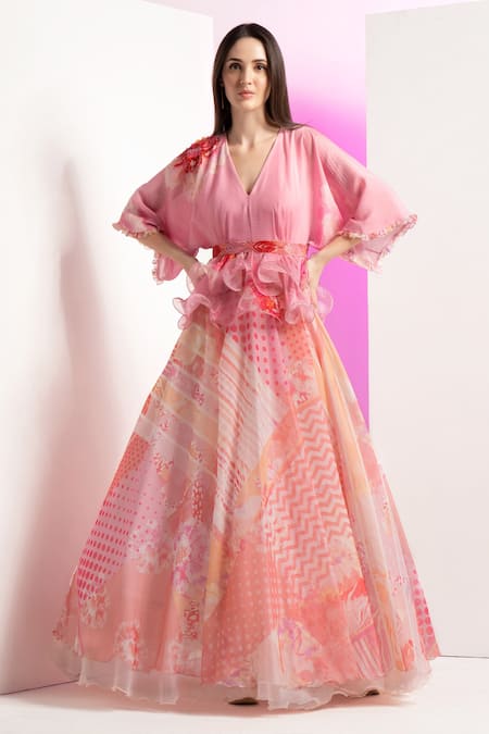 STAUD Calluna Tie-Detailed Organza Maxi Dress in Pink | Endource