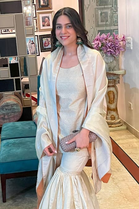 Ika Silk Hand Embroidered Kurta Gharara Set 