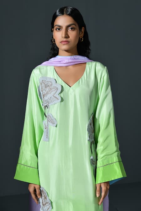 Ika Bloom Embroidered Ombre Kurta Pant Set 