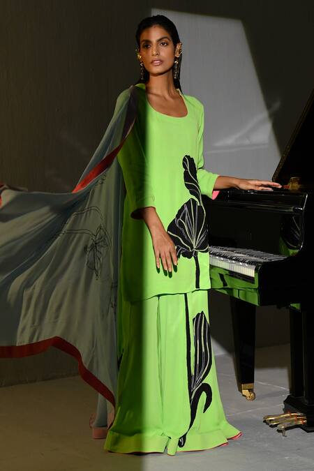 Ika Blossom Embroidered Kurta Sharara Set 