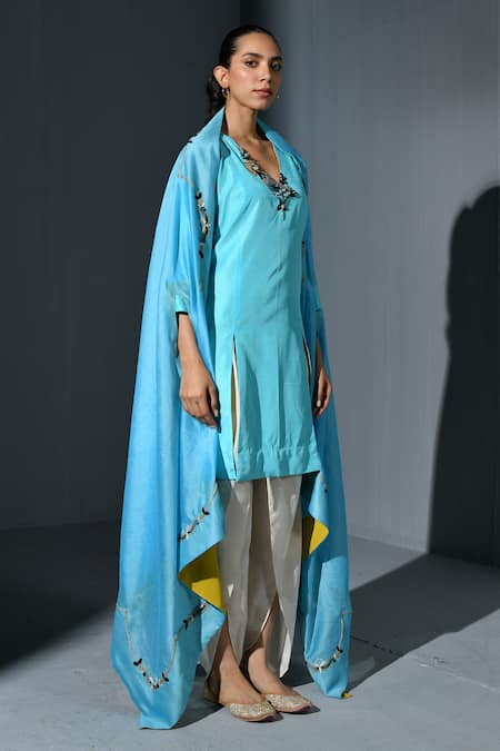 Ika Floral Embroidered Cape & Dhoti Pant Set 