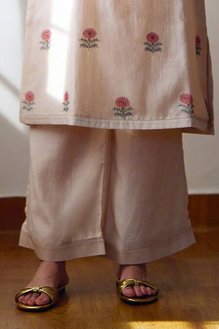 Dot Ivory Chanderi Embroidery Round Neck Zuri Hand Kurta And Pant Set Online at Aza Fashions Dot_Ivory Chanderi Embroidery Round Neck Zuri Hand Kurta And Pant Set _Online_at_Aza_Fashions