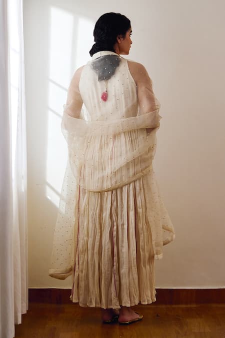 Shop Dot Ivory Organza Embroidery Ava Tara Dupatta at Aza Fashions Shop_Dot_Ivory Organza Embroidery Ava Tara Dupatta _at_Aza_Fashions