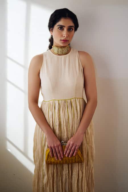 Buy Dot Ivory Cotton Round Neck Daisy Anarkali And Pant Set Online at Aza Fashions Buy_Dot_Ivory Cotton Round Neck Daisy Anarkali And Pant Set _Online_at_Aza_Fashions