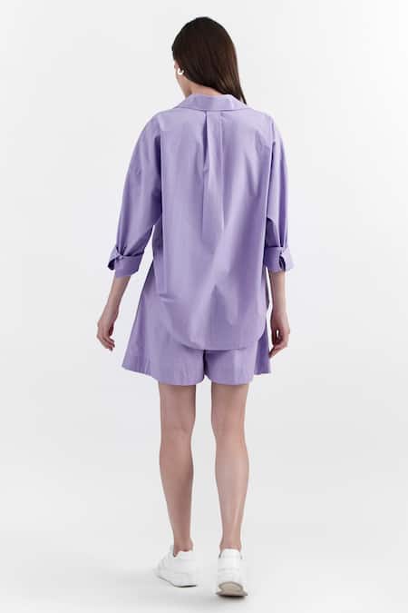 Shop Perona Purple Cotton Collared Solid Shirt at Aza Fashions Shop_Perona_Purple Cotton Collared Solid Shirt _at_Aza_Fashions