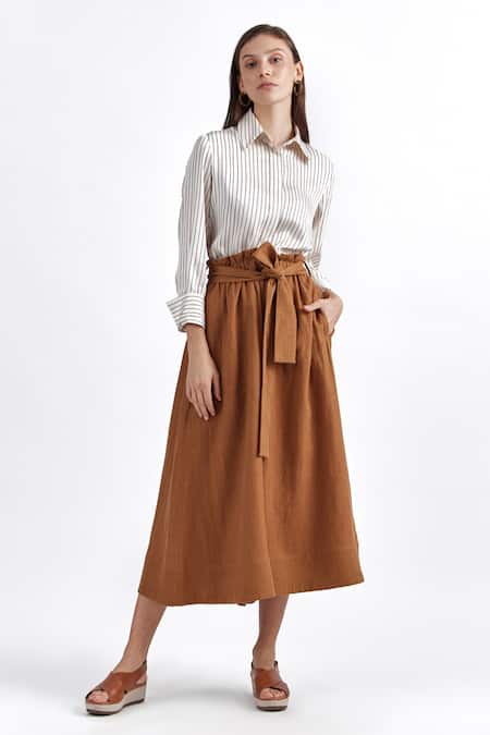 Perona White Collared Striped Pattern Shirt 