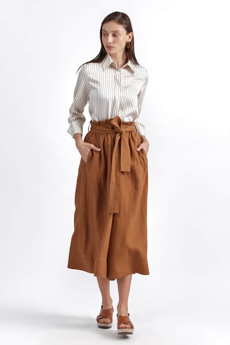 Perona White Collared Striped Pattern Shirt Online at Aza Fashions Perona_White Collared Striped Pattern Shirt _Online_at_Aza_Fashions