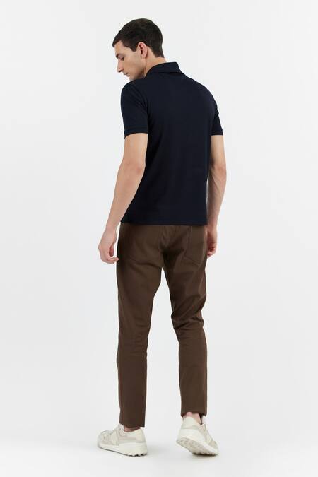 Shop Perona Blue Terrycloth Plain Polo Tee at Aza Fashions Shop_Perona_Blue Terrycloth Plain Polo Tee _at_Aza_Fashions