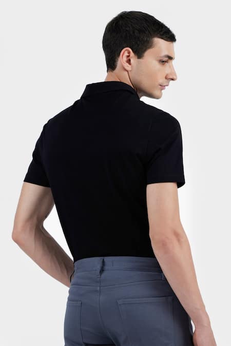 Shop Perona Black Cotton Hernan Polo Tee at Aza Fashions Shop_Perona_Black Cotton Hernan Polo Tee _at_Aza_Fashions