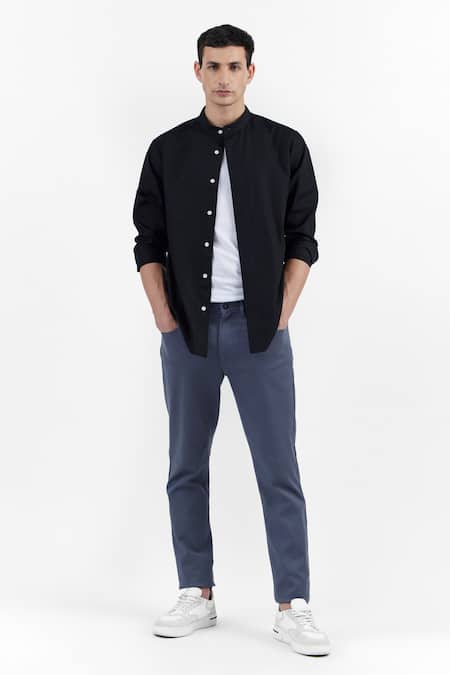 Buy Park Avenue Men Black Neo Classic Fit Checks Polyester Blend Trouser |  Park Avenue Trouser online | Black