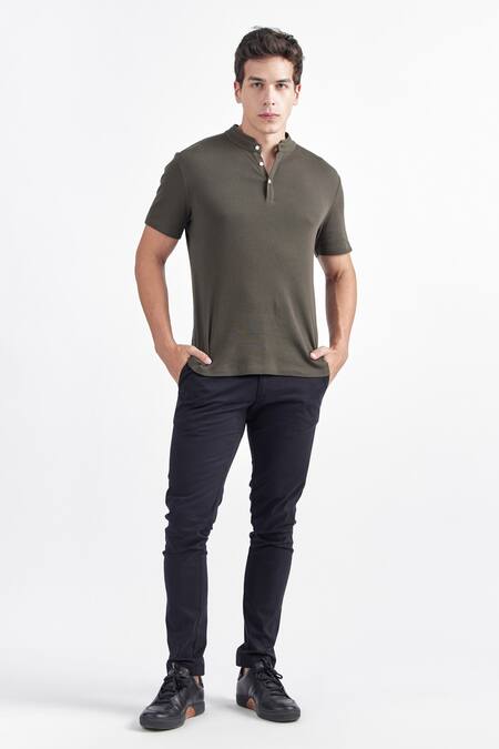 PERONA Green Cotton Wyatt Plain Tee