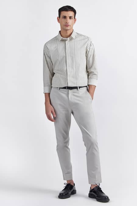 Perona Cornelius Cotton Stripe Pattern Shirt 