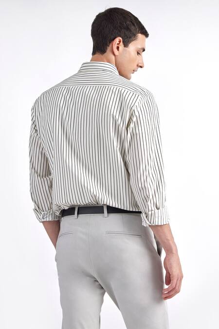 Perona Cornelius Cotton Stripe Pattern Shirt 