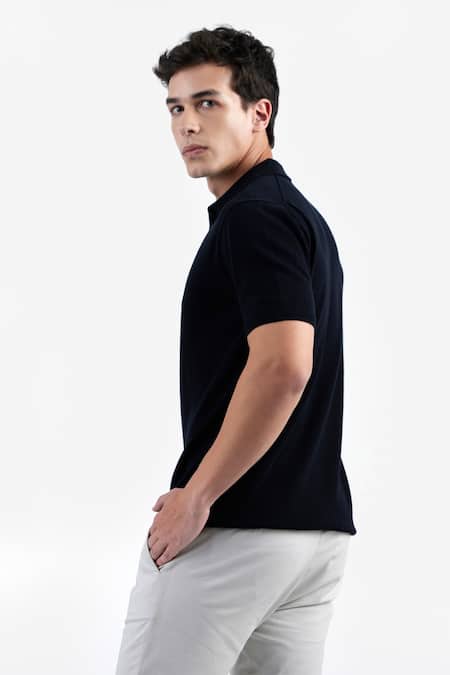 Buy Perona Black Cotton, Silk And Polo Tee Online at Aza Fashions Buy_Perona_Black Cotton, Silk And Polo Tee _Online_at_Aza_Fashions