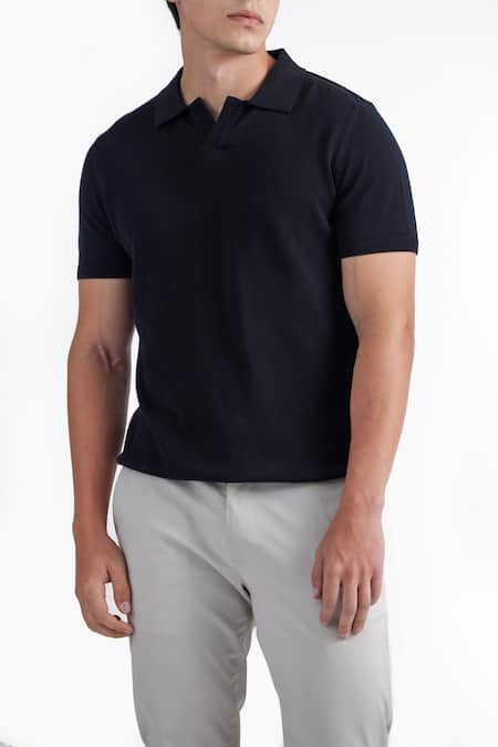 Buy Perona Black Cotton, Silk And Solid Tee Online at Aza Fashions Buy_Perona_Black Cotton, Silk And Solid Tee _Online_at_Aza_Fashions