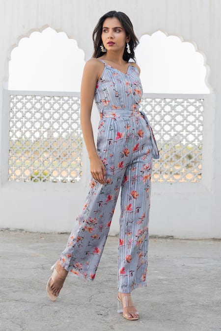 Plus Size Floral Print Chiffon Cropped Jumpsuit In Navy Multi | Adrianna  Papell